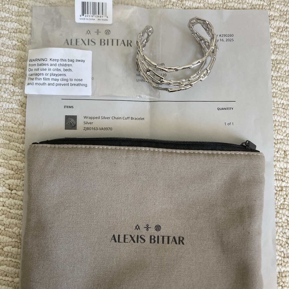 Alexis Bittar wrapped silver chain cuff bracelet